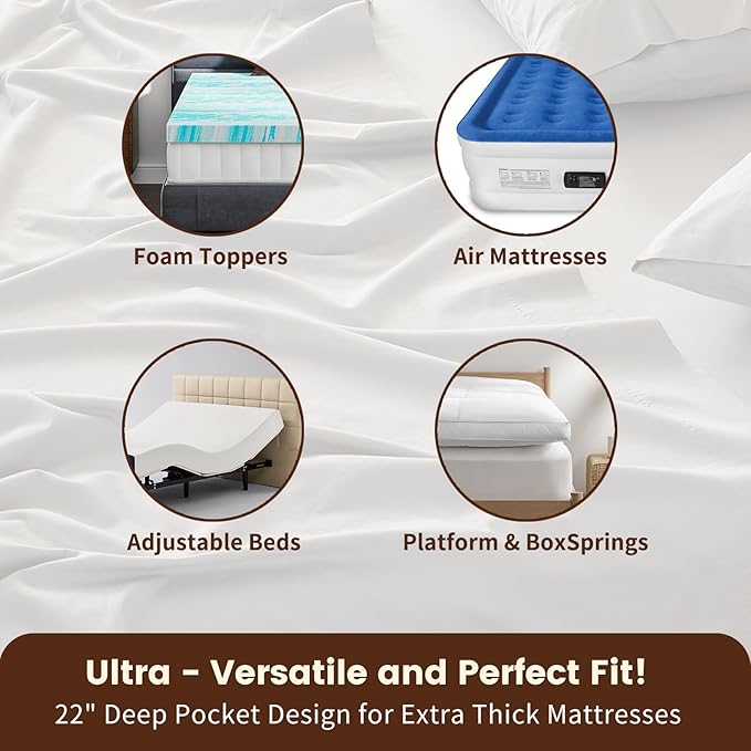 100% Linen Sheet Set King Size Extra Deep Pocket Fits 18-24 Inch Mattress, Breathable & Soft, Smooth 6-Piece Set for Thick Mattresses Hotel Luxury Bedding（King, Grey）