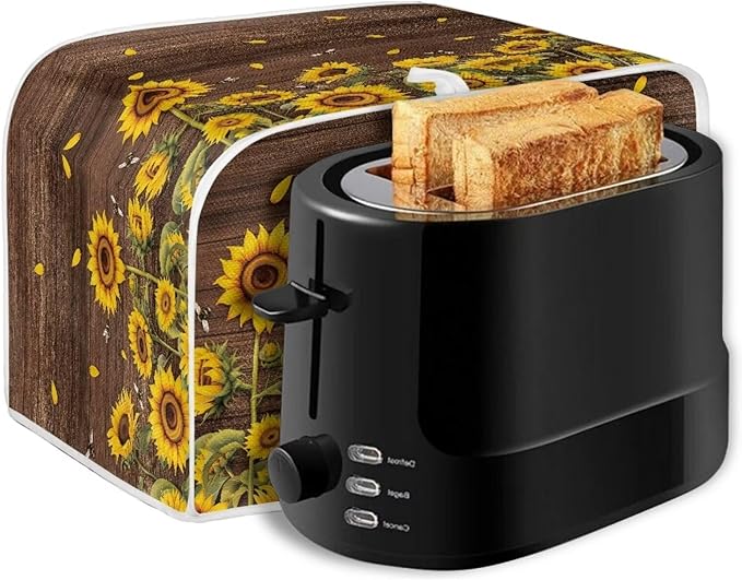 Sunflower Print Toaster Cover Dustproof Bread Maker Protector Kitchen Accessories, Universal 2 Slice Oven Cover Appliance Cover, Washable Appliance Protection