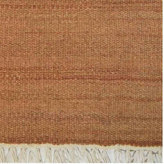 Rugsotic Carpets Hand Woven Flat Weave Kilim Wool ECO-Friendly Area Rugs - 2'6''x10', Runner Shape, Orange Color, Solid Plain Design, Low Pile Handmade Rugs for Living Room, Bed Room (D00111)