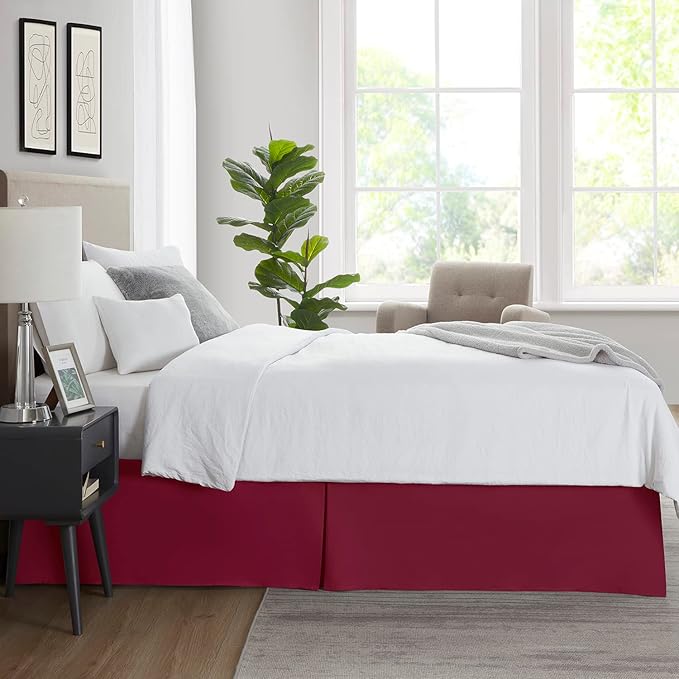 Nestl Red Heaven Full XL Bed Skirt - Full XL Size Bed Skirt 14 Inch Drop - Brushed Microfiber Bed Skirts - Hotel Quality Pleated Bed Skirt - Shrinkage & Fade Resistant