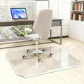 Tempered Glass Chair Mat with Patented Beveled Edge, 36”x46” 1/5" Thick Office Floor Mat for Carpet & Hardwood, w/ 12 Anti-Slip Pads