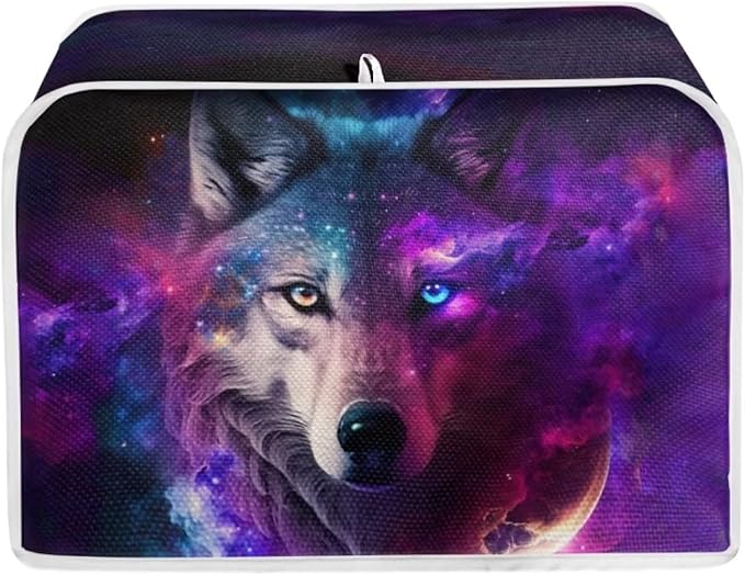 ZFRXIGN Galaxy Wolf Toaster Cover, 4 Slice Toaster Bag, Stain Resistant, Purple