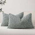 Striped Throw Pillow Covers 12x20 Set of 2 Green Textured Polyester Chic Morden Boho Accent Farmhouse Rectangular Lumbar Decorative Couch Pillow Covers for Home Decor Bed Sofa Living Room