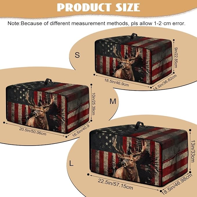 Vintage Deer Elk Print Microwave Oven Cover Waterproof Dust Cover for Microwave Oven American Flag Forest Print Universal Small Appliance Dust Covers Dirt and Fingerprint Protection, M