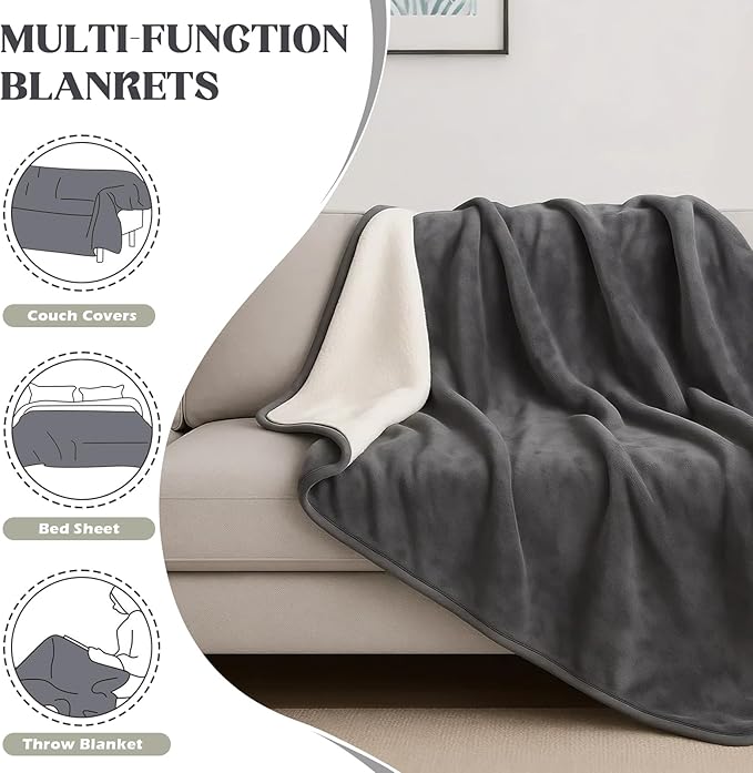 Waterproof Blanket for Bed Intimacy, Love Blanket Waterproof and Stain Proof, Absorbent, Washable Bed Protector for Couples, Liquid-Resistant Throw for Mattress Protection (80x60 Inch, Grey)