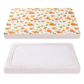 TILLYOU Pack and Play Sheet - Soft Quilted Crib Cover Pad, Toddlers Mattress Protector with 1''-3'' Deep Pocket, Thick Play Yard Playpen Sheets, Crib Mattress Pad, 39"x27", Orange Flavour