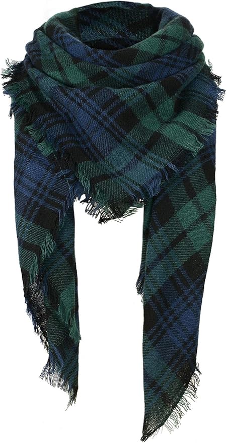 American Trends Women's Cozy Warm Winter Fall Blanket Scarf Stylish Soft Chunky Checked Giant Scarves Shawls