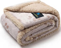 Luciphia Waterproof Pet Blankets Whith Paw Print for Couch Sofa Bed Cover, Liquid Pee Proof Soft Fluffy Dog Blanket Washable, Reversible Furniture Protection Puppy Cat, Khaki, Small（40" x 28"）
