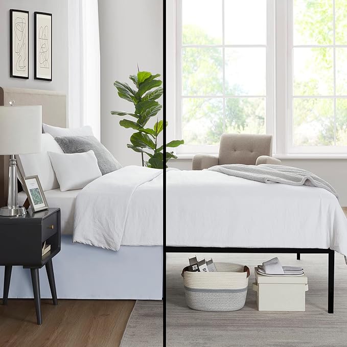 Nestl Ice Blue Twin XL Bed Skirt - Twin XL Size Bed Skirt 14 Inch Drop - Brushed Microfiber Bed Skirts - Hotel Quality Pleated Bed Skirt - Shrinkage & Fade Resistant