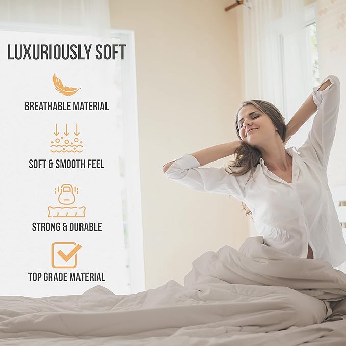 Full Size Bed Sheets Cooling - Luxury Hotel Sheet Set - Soft Sheets with Elastic Corner Straps - Deep Pocket Microfiber Bedsheets - Bedding Sheet & Pillowcases - 4 PC (Full Size, Beige)