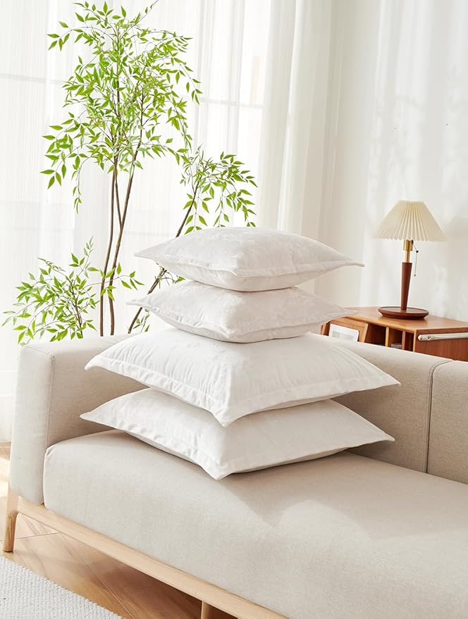 Luxurious Velvet Throw Pillow Covers 20x20 Set of 2 Decorative Pillow Covers Solid Square Cushion Case for Sofa Couch Bedroom Farmhouse, Off White