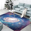 Large Area Rug for Living Dinning Room Blue Galaxy Space Bedroom Rugs Soft Children Room Floor Mat Non-Slip Carpet Easy-Care, 6' x 9'