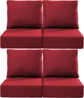 Luxury 22x24/22x25 6-Inch Outdoor Chair Cushions Set of 4 - Heavy Duty Water-Resistant Comfortable Cushion for Patio Furniture Set Dining Gliding Rocking Chairs Loveseat L-Shape Sofa - Red