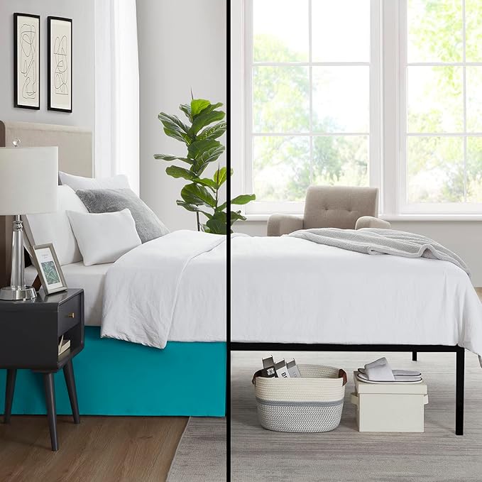 Nestl Teal Bed Skirt Queen Size - Queen Bed Skirt 14 Inch Drop - Brushed Microfiber Bed Skirts - Hotel Quality Pleated Bed Skirt - Shrinkage & Fade Resistant