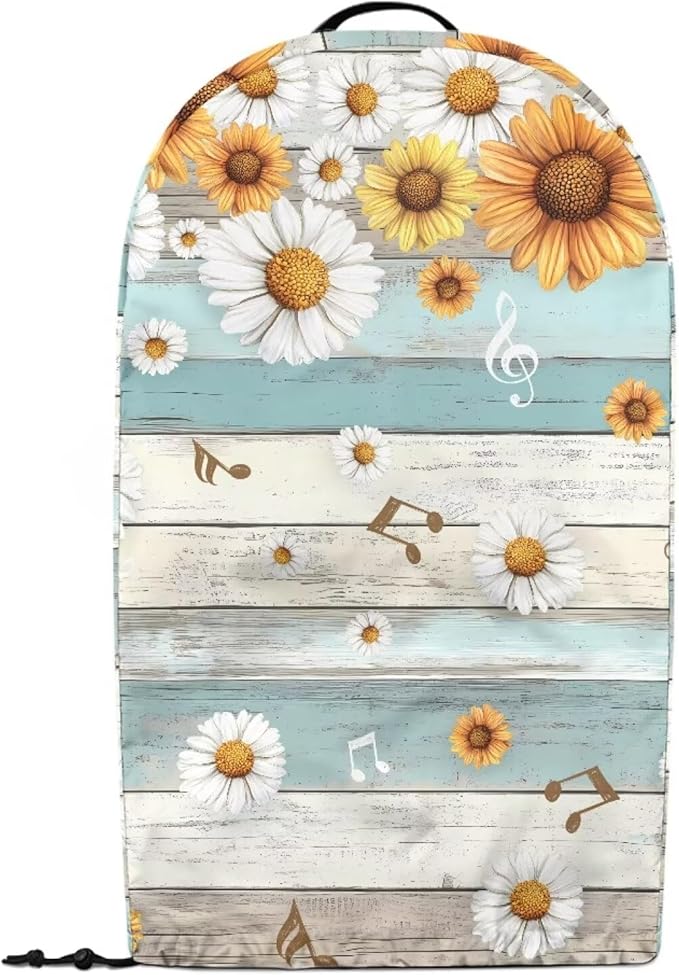 Kitchen Blender Food Processor Dust Cover with Top Handle and Drawstring, Dust Protection Easy to Clean Small Appliance Juicer Coffee Maker Cover Sunflower Daisy Blue Wood Grains