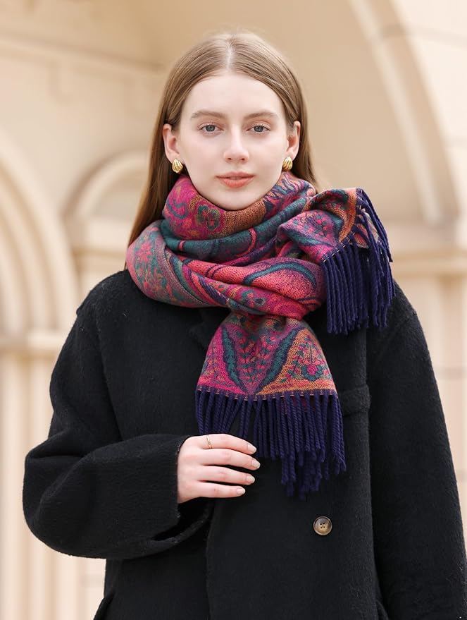 Wander Agio Warm Fashion Scarf Long Shawl Large Blanket Winter Wraps Scarves for Women Cashmere Jacquard Vintage Paisley