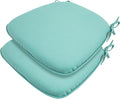 Outdoor Chair Cushions Set of 2,Patio Seat Cushion 17"x16"x2",U-Shaped Dining Chair Cushion 17 by 16 Inch,Water Resistant,Fade-Resistant Chair Pads for Kitchen Garden Furniture(Light Turquoise)