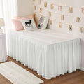 RIMELA Dorm Bed Skirt Twin XL 42 Inch Drop, Easy to Install Extra Long Wrap Around Elastic Dust Ruffle, Warm White Bedskirt Solid Silky Fabric Machine Washable (Twin XL 80“L x 39”W & Twin 75“L x 39”W)