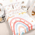 Twin Size Toddler Bedding Set for Girls- 5 Piece Rainbow Toddler Girl Bedding, Super Soft & Lightweight Toddler Comforter Set Includes Comforter, Flat Sheet, Fitted Sheet, Pillowcase (Pink)