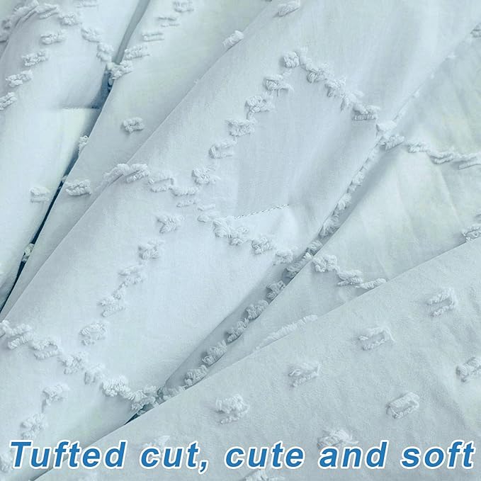 Wowelife Baby Crib Bedding Set for Girls, 3 Piece Boho Crib Comforter Set Ruffle, Baby Boy Crib Bedding Set Nursery Blanket Set Neutral Include Quilted Comforter, Crib Skirt and Sheet, Blue