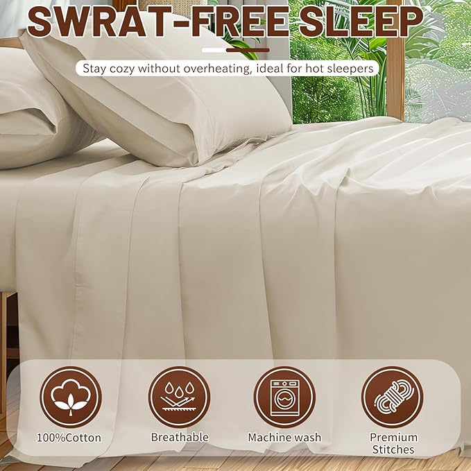 Extra Deep Pocket California King Sheets 18-24 Inch 1000 Thread Count 100% Egyptian Cotton Sateen Weave Soft Breathable 4 Pieces（California King,Linen）