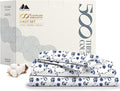 Mayfair Linen 100% Cotton Printed California King Cotton Sheets - 4 PC Cal King Size Bed Sheet Set Cotton (Floral Blue), Soft, Cooling, Sateen Weave 16" Deep Pocket Bedsheet (Fits 18" Mattress)