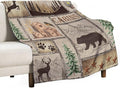 Rustic Cabin Bear Blanket, Lake Country Lodge Bear Deer Forest Farmhouse Camp Print Soft Warm Cozy Lightweight Decorative Blanket for Couch Bed Sofa Travel, 30"x40"
