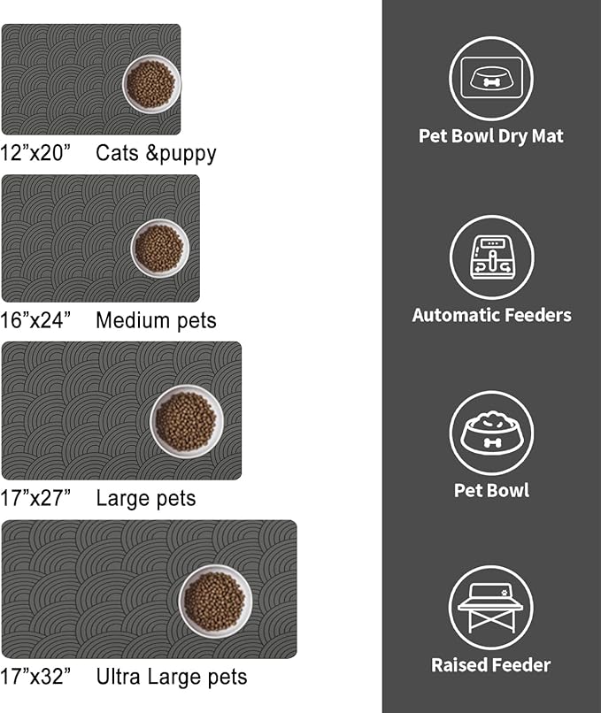 Dog Food Mat for Floors, Absorbent and Quick-Drying Pet Cat Food Mat,Anti-Fouling and Easy-to-Clean Pet Feeding Mat,Dog Bowl Mats for Messy Drinking Water Bowls.17 x32inch Boho Style