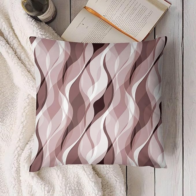 Pink Throw Pillow Covers Modern Abstract Pink and Grey Striped Decorations for Bedroom Living Room Farmhouse Sofa Pillows Bed Couch 18x18 Inch