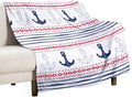 Anchor Blanket Vintage Navy Blue Red Stripe Nautical Anchor Abstract Art Printed Soft Cozy Lightweight Throw Blanket for Kids Girls Boys Women Bedroom Living Room Dorm Chair Sofa Travel 50x60in