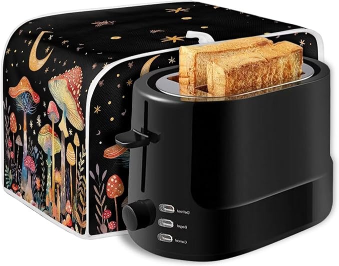 ZFRXIGN Mushroom Toaster Covers 2 Slice Toaster Dust Cover Moon Night Toaster Bag Kitchen Appliance Covers Toaster Oven Dustproof Cover Machine Washable Toaster Cover Galaxy Black