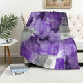 LOKMU Throw Blanket, Purple and Grey White Abstract Art Ultra-Soft Cozy Flannel Blankets, Fuzzy Plush Lightweight Modern Blanket for Couch Sofa Bedding Home Decor, 60" L x 50" W