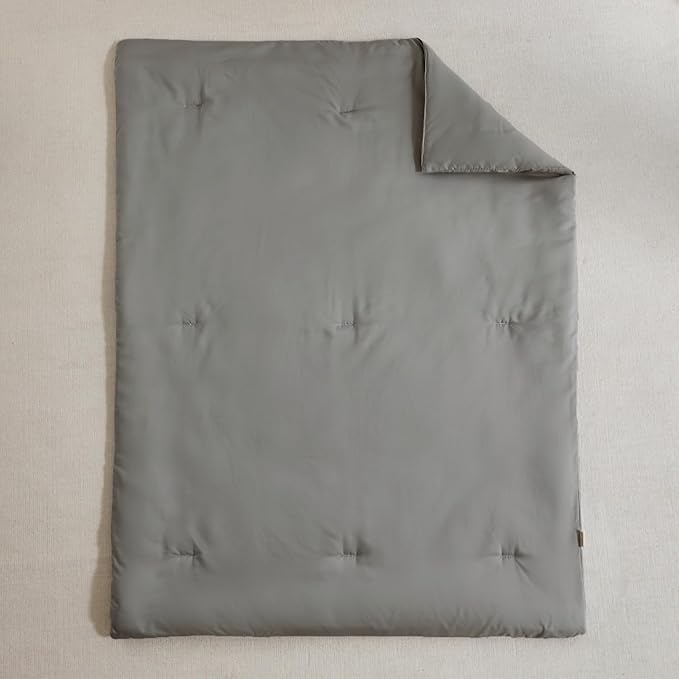 Toddler Bedding Set - 5 Piece Soft and Breathable Toddler Bed Set for Boys and Girls, Includes Quilted Comforter, Fitted Sheet, Flat Top Sheet, Standard Pillowcase and Toddler Pillowcase, Dark Gray