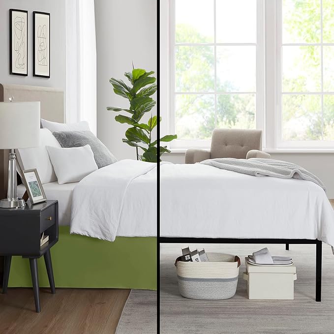 Nestl Calla Green Twin XL Bed Skirt - Twin XL Size Bed Skirt 14 Inch Drop - Brushed Microfiber Bed Skirts - Hotel Quality Pleated Bed Skirt - Shrinkage & Fade Resistant