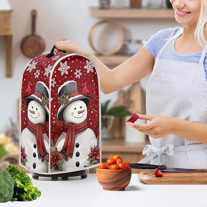 Talayituse Cardinal Snowman Print Blender Dust Cover, Fingerprint Protection Cover for Stand Mixer or Coffee Machine, Home Kitchen Appliance Covers for Stain Dust Resistant Supplies Christmas Decor