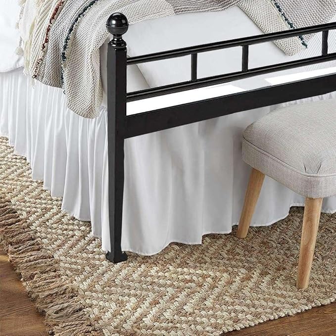 SlumberWell King Bed Skirt with Split Corners, Soft Microfiber, 18 Inch Drop, White Solid, Elegant Ruffled Design