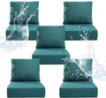 6" Thicker Outdoor Chair Cushion 5 Sets - 24" *24" *6" Waterproof Patio Furniture Cushions with Removable Cover, 28D High Density Sponge Filling Thicken Outdoor Patio Cushions - Peacock Blue