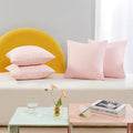 Deconovo Decorative Throw Pillow Covers - Set of 4 Soft Linen Cushion Covers, 20x20 Inch, Green & Machine Washable Pillowcases for Sofa, Bedroom, Living Room Décor, Pink,Covers ONLY, No Inserts