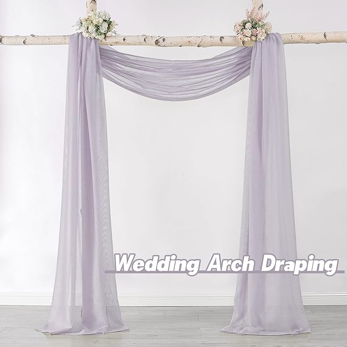 DONREN Lavender Purple Luxury Semi Sheer Window Scarf for Outdoor Decoration - Add Beautiful Elegant Effect to Curtain Drapes (1 Panel 34 by 216 Inch)