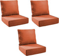 Outdoor Cushion Set for Furniture Patio Furniture, UV Resistant, Water Resistant - 6 Inch Thick Foam Garden Cushions– 24x24 Inch Patio Seat Covers for Chair/Sofa/Couch | Orange | 3-Pack |