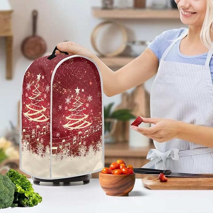 Christmas Blender Cover for Kitchen Countertop Xmas Tree Small Appliance Dust Cover Kitchen Decor Food Processor Protector with Handle Blender Protection Accessories Gift for Holiday