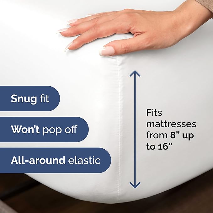 Split California King Bed Sheets - Extra Soft Split California King Sheets Sets – Designed for Split California King Mattresses – Cal King Split Fits 14" to 16" Deep Pocket Fitted Sheet Set – White