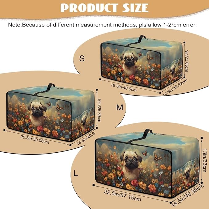 Cute Pug Dog Floral Butterfly Print Microwave Oven Dust Cover Dust Cover for Microwave Oven Universal Foldable Small Appliance Dust Covers Dirt and Fingerprint Protection, L