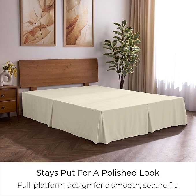 Mellanni Bed Skirt King Size - Bed Skirting - 15-Inch Tailored Drop Pleated Dust Ruffle - Hotel Luxury Bedding - Wrinkle, Fade, Stain Resistant - 1 Bedskirt (King, Golden Ivory)