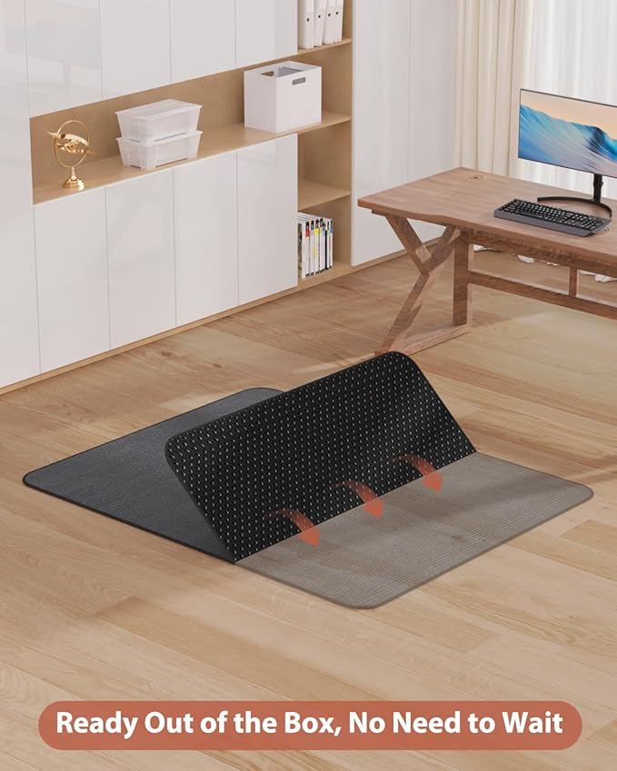 Blvornl Office Chair Mat for Hardwood Floor and Low Pile Carpet, 35" x 55" Corduroy Surface Desk Rolling Chair Mat for Hard Floors, Heavy Duty Carpeted Floor Protector Rug for Home Office, Dark Grey