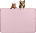 Dog Food Mat, Extra Large 34" x 22" Silicone Pet Feeding Mat with Raised Edge Pet Placemat for Small, Medium, and Large Pets Non-Slip, Easy to Clean (Pink)