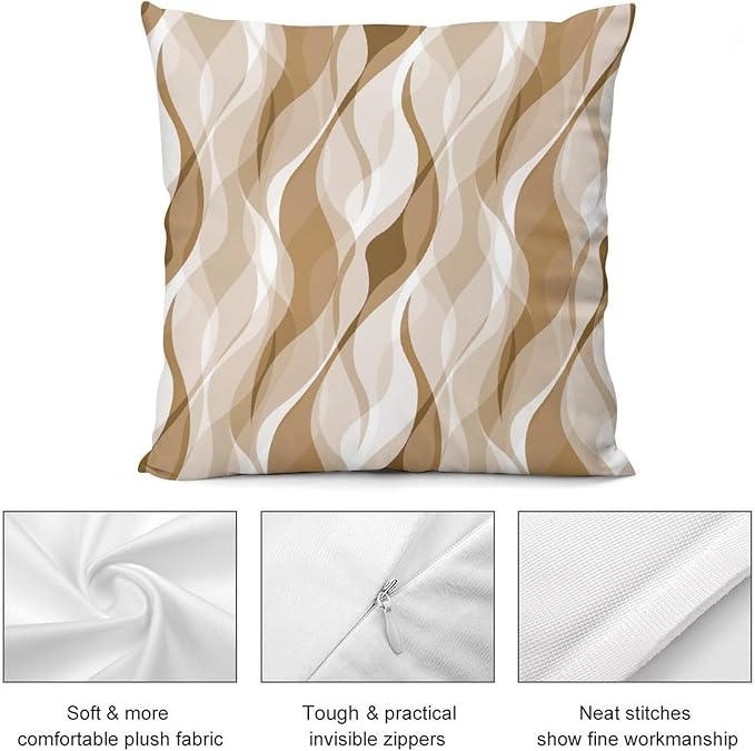 Cream Throw Pillow Covers Modern Abstract Cream and Grey Striped Decorations for Bedroom Living Room Farmhouse Sofa Pillows Bed Couch 22x22 Inch