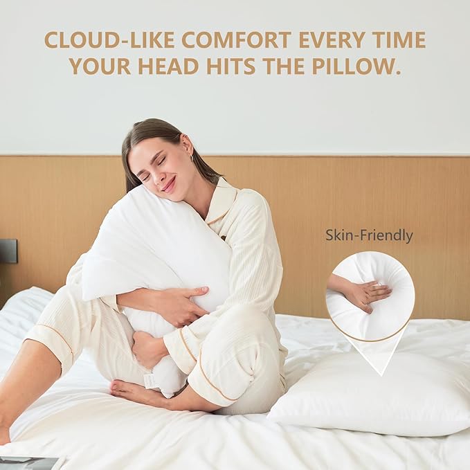 Luxury Throw Pillow Inserts, Pack of 6, 20 x 20 inches Hypoallergenic Ultra Soft White Polyester Microfiber Durable Couch Cushion Fillers