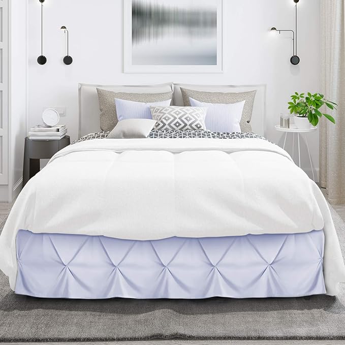 Nestl Ice Blue Bed Skirt King Size, Pinch Pleat King Bed Skirt, 14" Inch Drop King Bedskirt, Hotel Quality Ice Blue Bed Skirts, Premium Microfiber Bedskirt for King Bed, Ice Blue King Size Bed Skirt