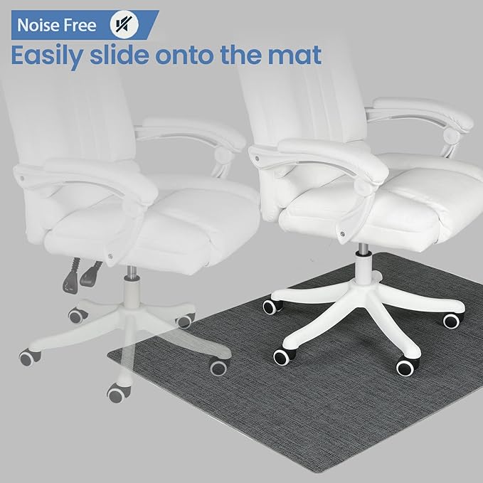 Chair Mat for Hardwood & Tile Floor, 47" x 52" Heavy Duty Office Chair Mat for Rolling Chairs Easy Glide, Anti Slip, Non-Curve, Floor Protector for Home Office, Gray